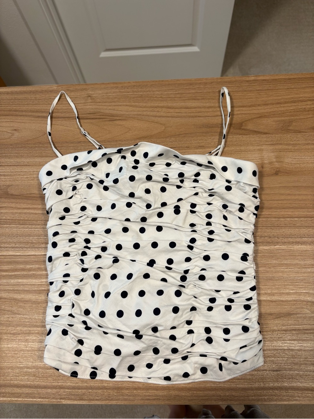 Reformation White Cami with Black Polka Dots